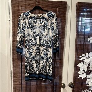 Haani Blue and White Long Sleeve Dress